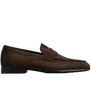 TOD'S Mens Brown Suede Penny Loafers Shoes Preppy Eclectic Grandpapa MSRP $825